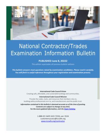 National Contractor/Trades Examination Information Bulletin - ICC