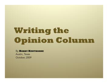 Writing The Opinion Column - School Of Journalism And Media