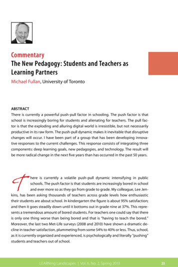 Commentary The New Pedagogy: Students And Teachers As . - Michael Fullan
