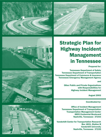 Strategic Plan For Highway Incident Management In Tennessee