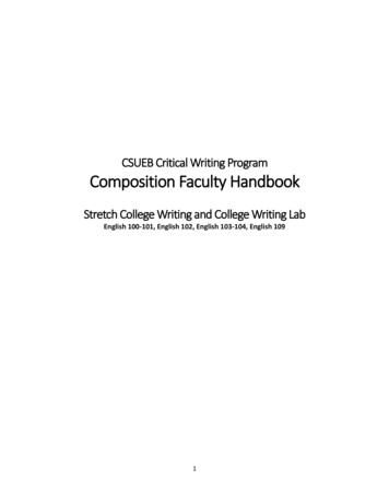 CSUEB Critical Writing Program Composition Faculty Handbook
