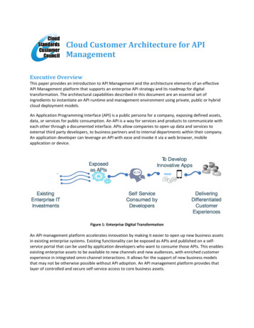 Cloud Customer Architecture For API Management