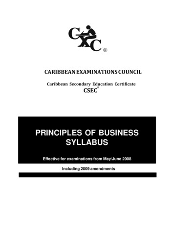 Principles Of Business Syllabus - CXC