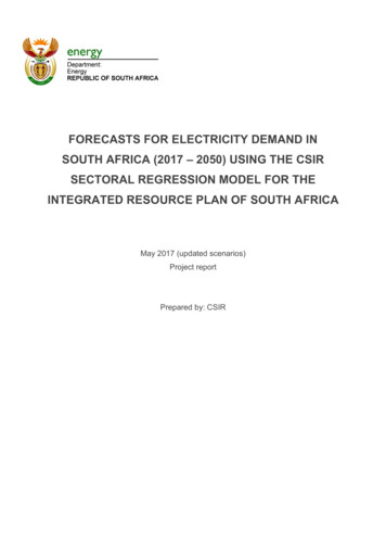 FORECASTS FOR ELECTRICITY DEMAND IN SOUTH AFRICA (2017 - Energy