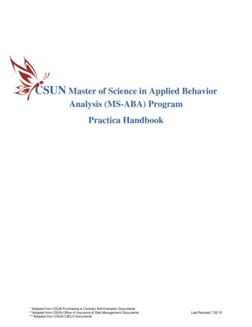 CSUN Master Of Science In Applied Behavior Analysis (MS-ABA . - K-LAB