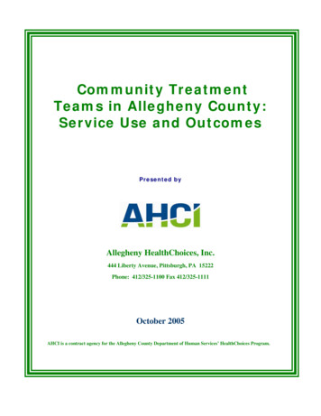 Community Treatment Teams In Allegheny County: Service Use And . - AHCI