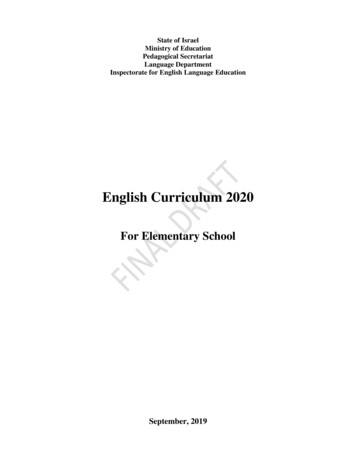 English Curriculum 2020 - Edu