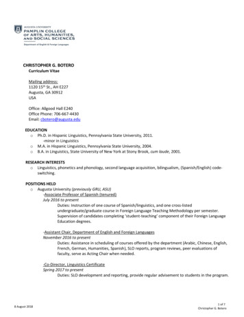 CHRISTOPHER G. BOTERO Curriculum Vitae EDUCATION - Weebly