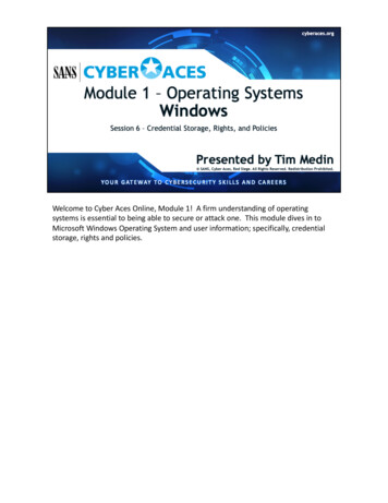Welcome To Cyber Aces Online, Module 1! A Firm Understanding Of .