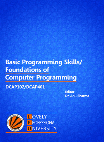 Basic Programming Skills/ Foundations Of Computer Programming