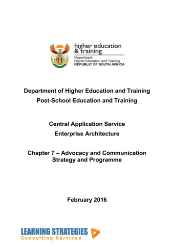 Department Of Higher Education And Training Post-School Education And .