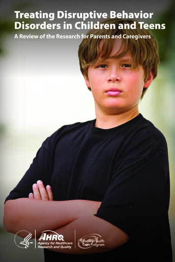 Treating Disruptive Behavior Disorders In Children And Teens