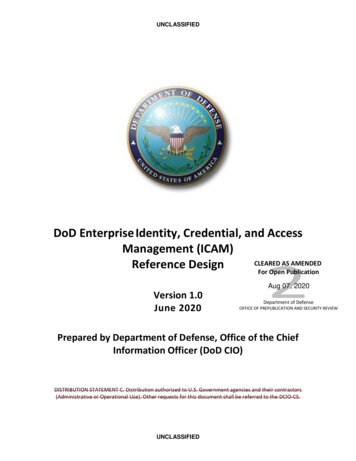 DoD Enterprise Identity, Credential, And Access Management (ICAM .