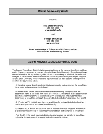 Course Equivalency Guide - Iowa State University