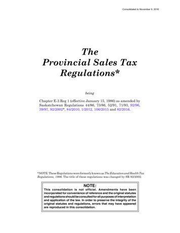 The Provincial Sales Tax Regulations* - Microsoft