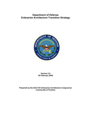 Department Of Defense Enterprise Architecture Transition Strategy
