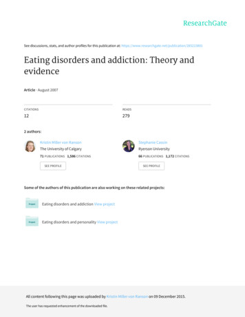Eating Disorders And Addiction: Theory And Evidence