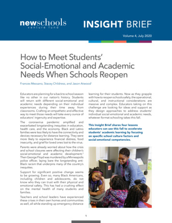 How To Meet Students' Social-Emotional And Academic Needs When Schools .