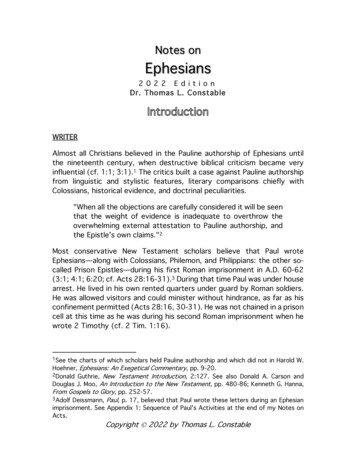 Notes On Ephesians - Plano Bible Chapel