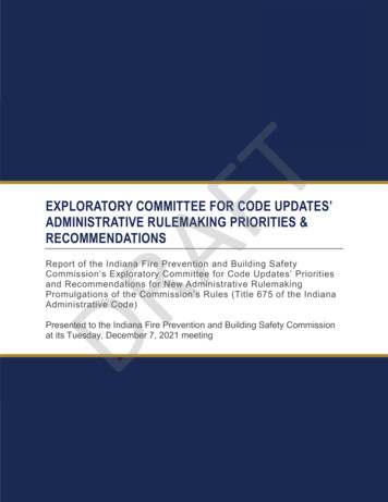 Exploratory Committee For Code Updates' Administrative . - Indiana