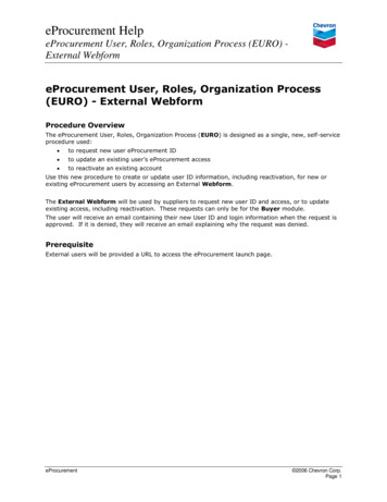 EProcurement User, Roles, Organization Process (EURO) - External Webform