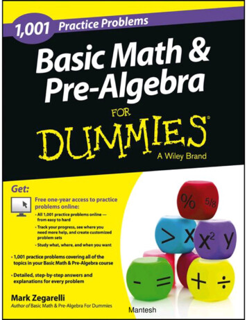 1,001 Basic Math And Pre-Algebra Practice Problems For Dummies - JustAnswer