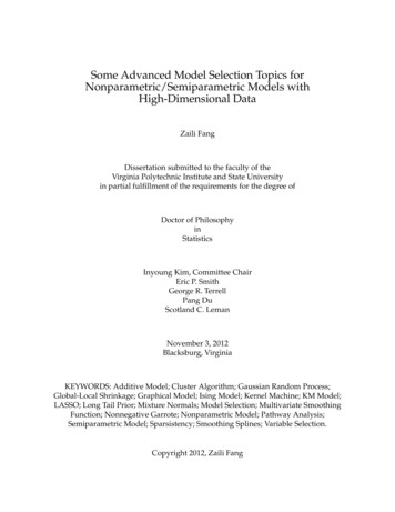 Some Advanced Model Selection Topics For Nonparametric/Semiparametric .