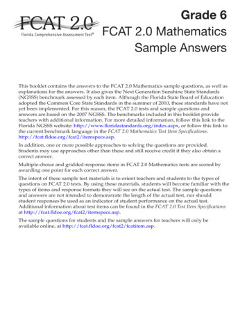 FCAT 2.0 Grade 6 Mathematics Sample Answers
