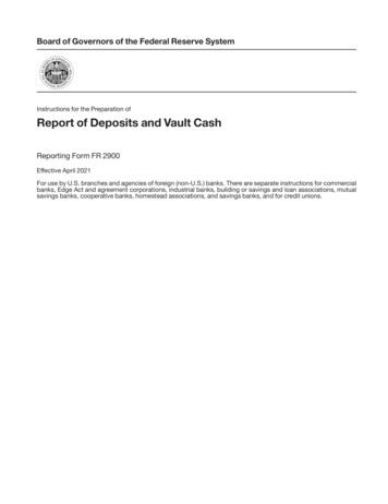 Report Of Deposits And V Ault Cash - Federal Reserve