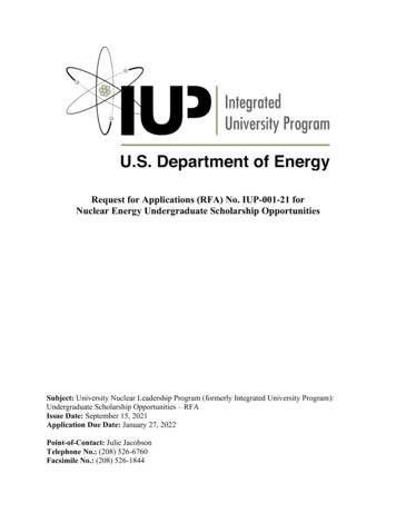 Request For Applications (RFA) No. IUP -001-21 For Nuclear . - NEUP