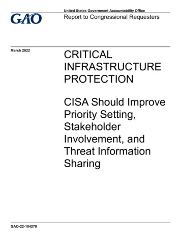 GAO-22-104279, CRITICAL INFRASTRUCTURE PROTECTION: CISA Should Improve .