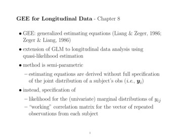 GEE: Generalized Estimating Equations (Liang & Zeger, 1986 . - Fall 2012
