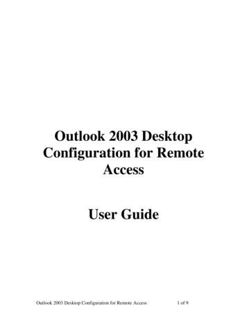 Global Access Outlook 2003 Desktop Access User Guide