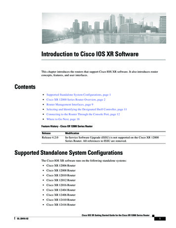 Introduction To Cisco IOS XR Software