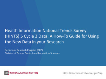 Hints 5 Cycle 3 Tutorial - Health Information National Trends Survey