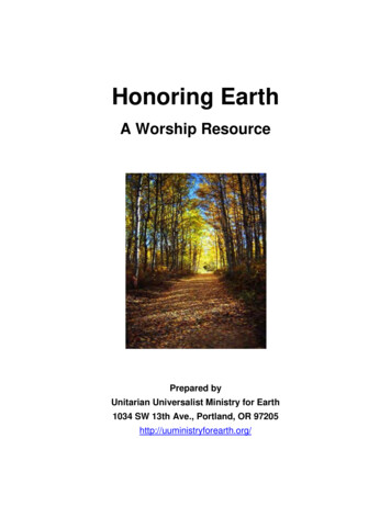 A Worship Resource - Unitarian Universalist Ministry For Earth