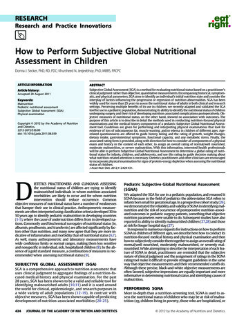 How To Perform Subjective Global Nutritional Assessment In Children