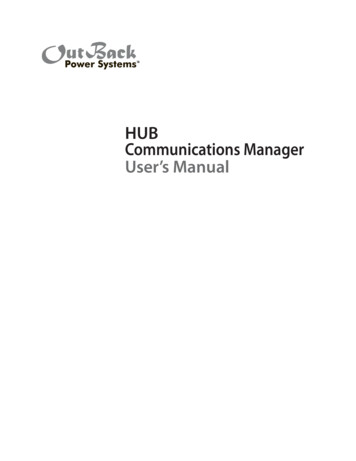 HUB Communications Manager User's Manual - OutBack Power Inc
