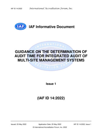 IAF Informative Document GUIDANCE ON THE DETERMINATION OF AUDIT TIME .