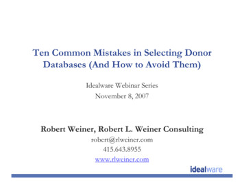 Ten Common Mistakes In Selecting Donor Databases (And How To Avoid Them)