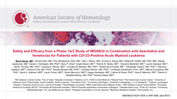 Safety And Efficacy From A Phase 1b/2 Study Of IMGN632 In . - ImmunoGen