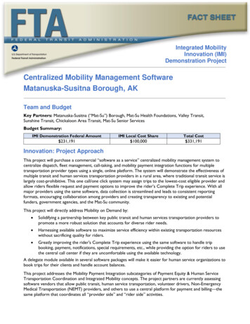 Centralized Mobility Management Software Matanuska-Susitna Borough, AK