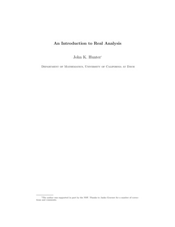 An Introduction To Real Analysis John K. Hunter - UC Davis