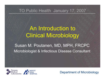 An Introduction To Clinical Microbiology - Mount Sinai Hospital
