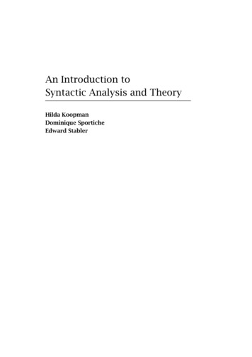 An Introduction To Syntactic Analysis And Theory - UCLA
