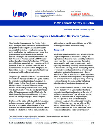 Implementation Planning For A Medication Bar Code System