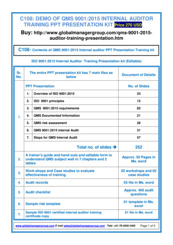 ISO 9001 2015 Auditor Training - Documentation Consultancy