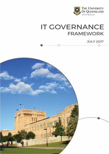 IT Governance Framework - University Of Queensland