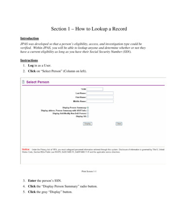 Section 1 – How To Lookup A Record - PAE Security Portal