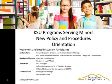 KSU Programs Serving Minors New Policy And Procedures Orientation